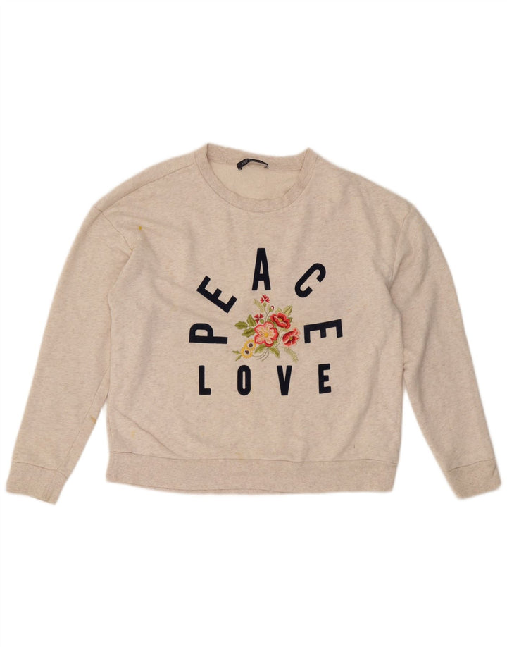 Suéter feminino Marks & Spencer Reino Unido 16 grande branco floral