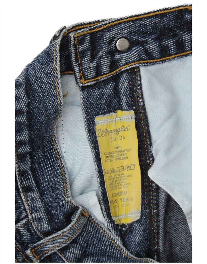 Wrangler Mens Tapered Jeans W33 L34 Azul Algodão