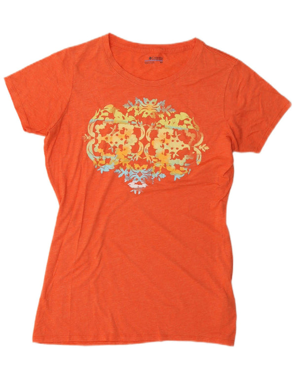 Camiseta feminina Columbia com estampa gráfica UK 10 algodão paisley laranja pequeno