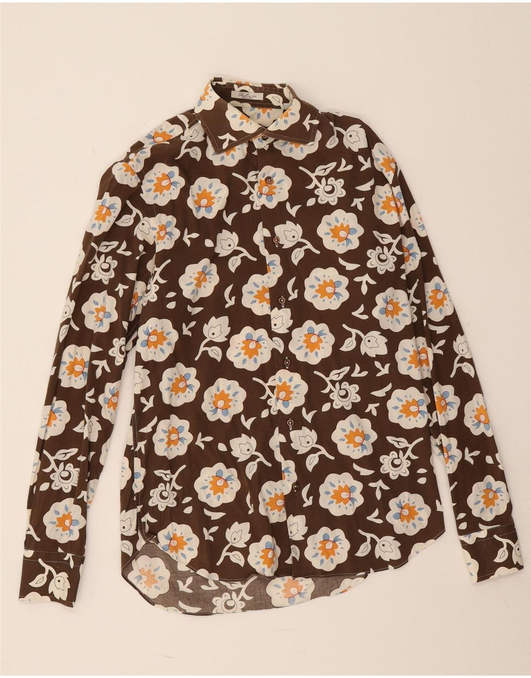 Camisa masculina Bellini Suze 39 15 1/2 marrom médio floral