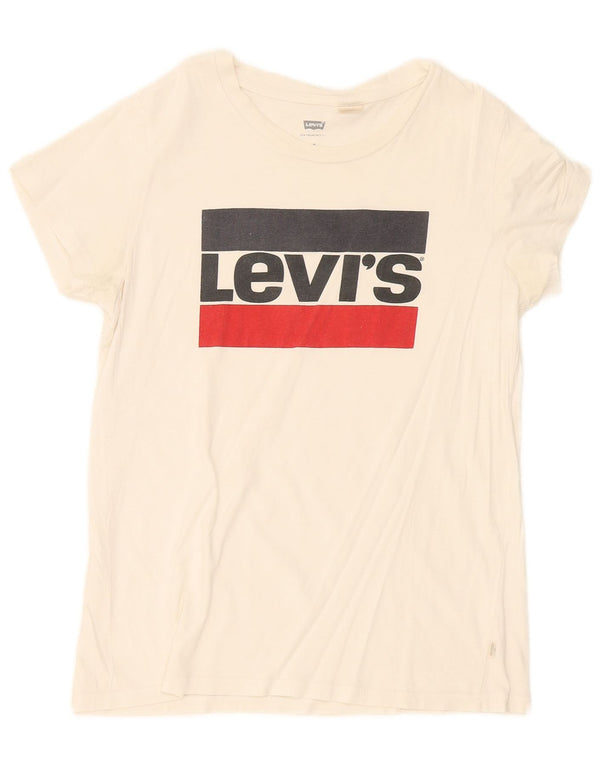 Camiseta feminina gráfica Levi's UK 12 médio branco