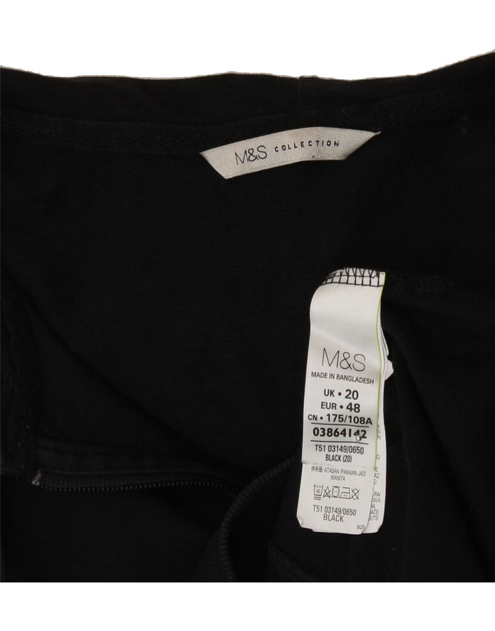 MARKS & SPENCER Womens Zip Hoodie Sweater UK 20 2XL Black Cotton Vintage Marks & Spencer and Second-Hand Marks & Spencer from Messina Hembry 