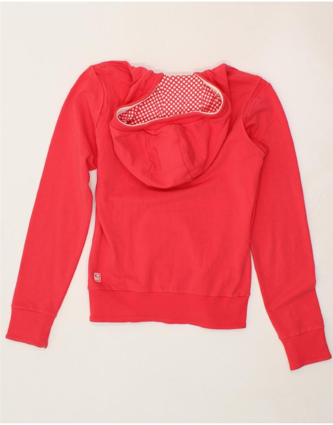 PUMA Womens Graphic Zip Hoodie Sweater UK 10 Small Pink Cotton Vintage Puma and Second-Hand Puma from Messina Hembry 