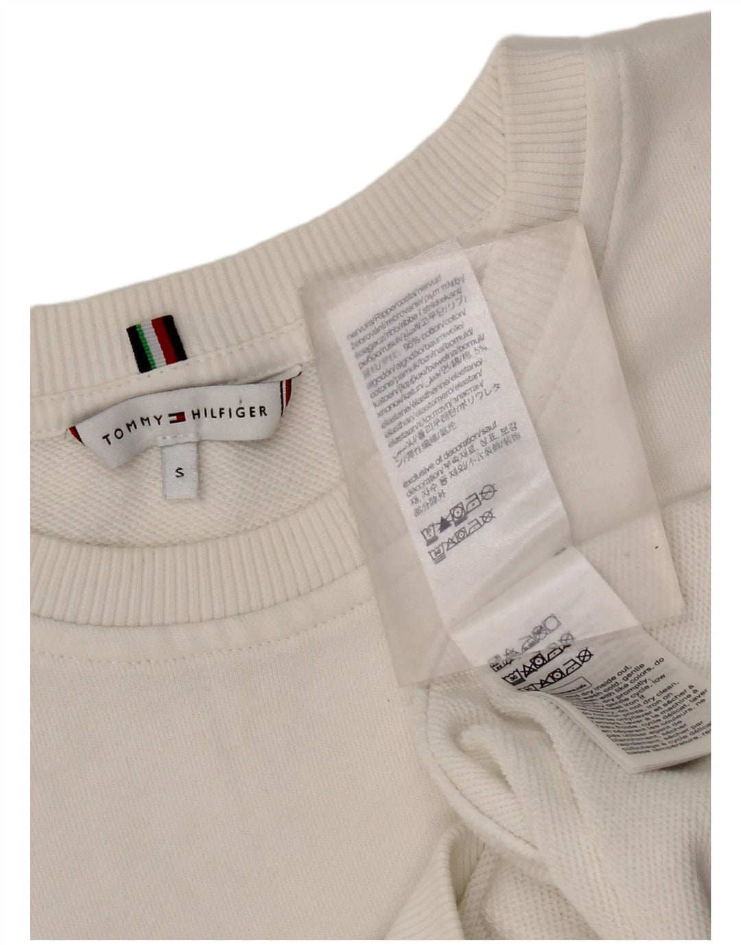 Tommy Hilfiger moletom feminino gráfico oversized jumper UK 10 pequeno branco