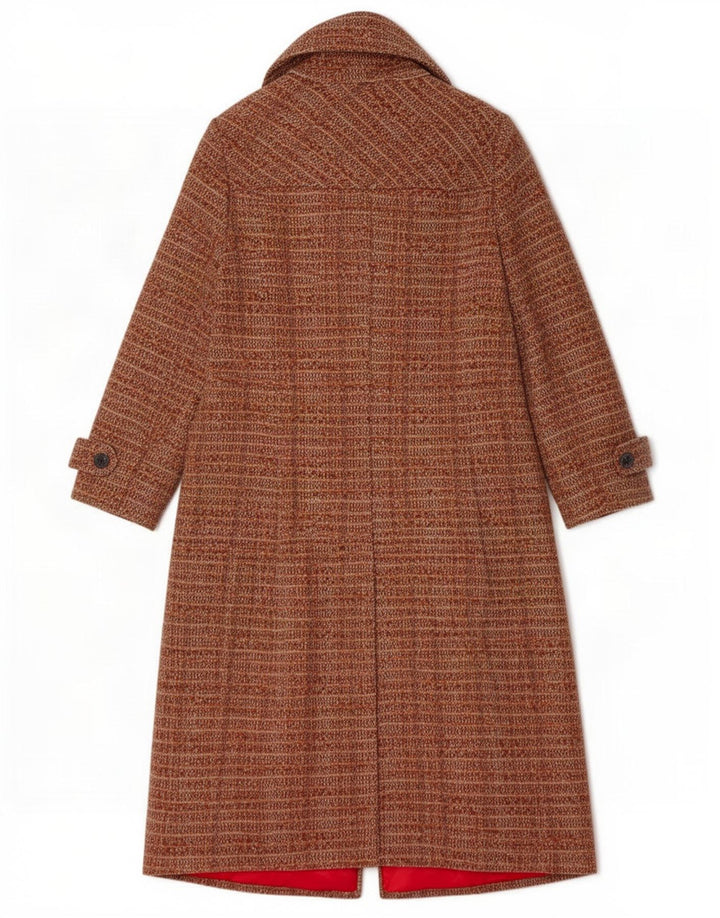 Aquascutum Casaco feminino com peito duplo UK 12 Lã listrada marrom médio