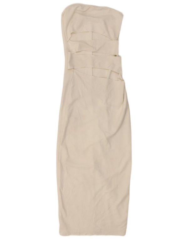 Vestido bodycon sem alças Zara feminino UK 12 médio branco