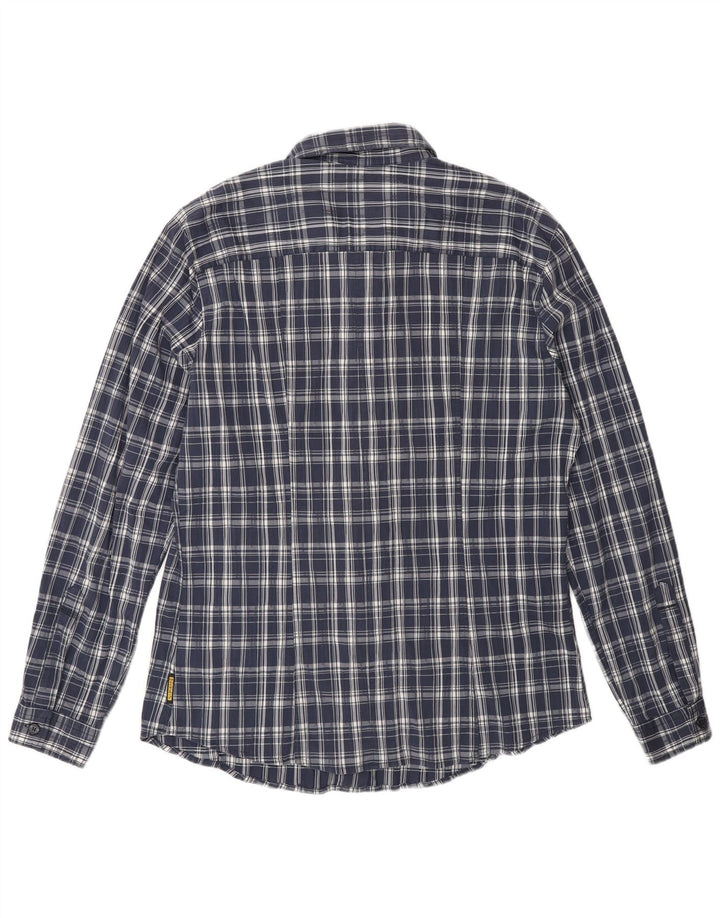 Camisa masculina Armani Jeans grande xadrez azul de algodão