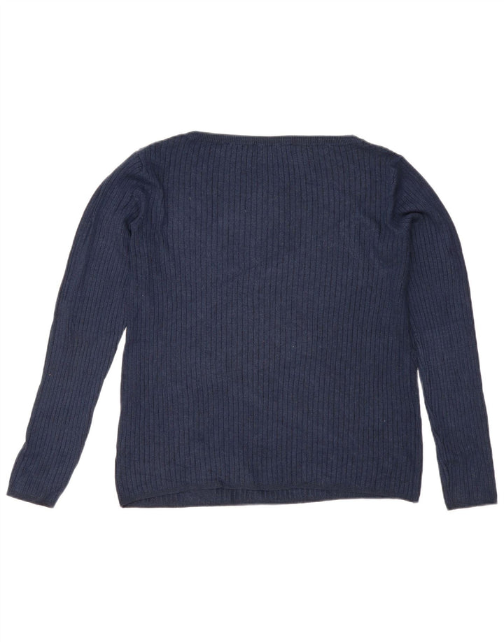 Suéter feminino Marks & Spencer com gola canoa Reino Unido 12 médio azul marinho