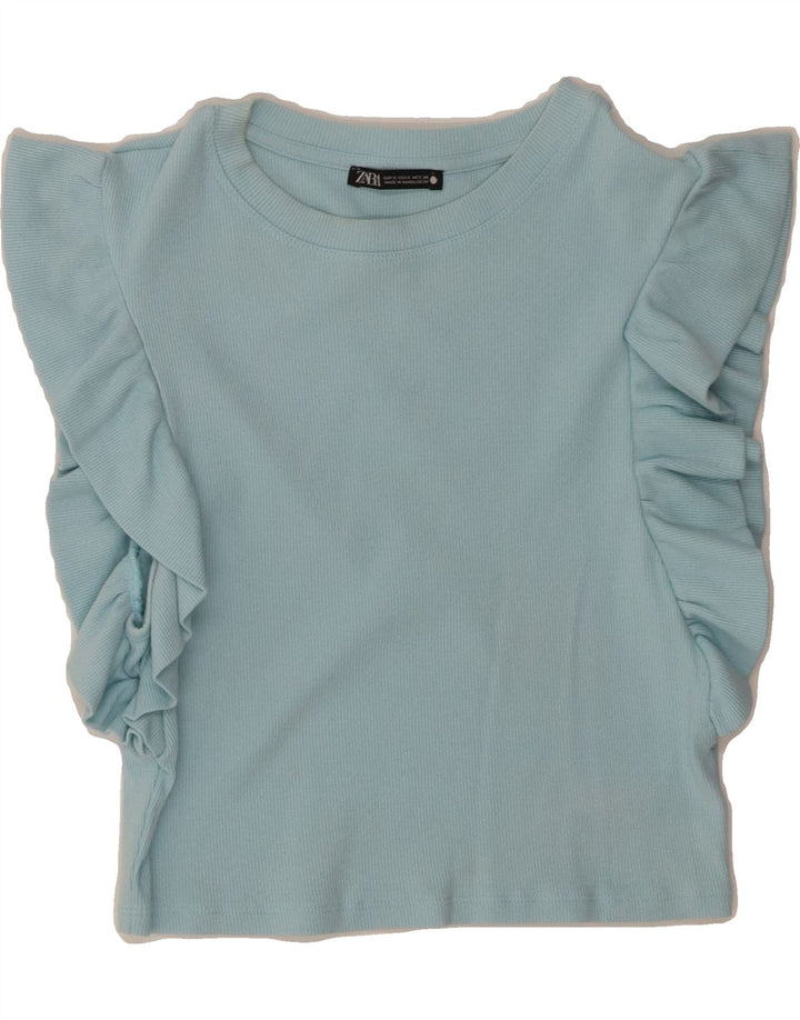 ZARA Womens Blouse Top UK 10 Small Blue Vintage Zara and Second-Hand Zara from Messina Hembry 