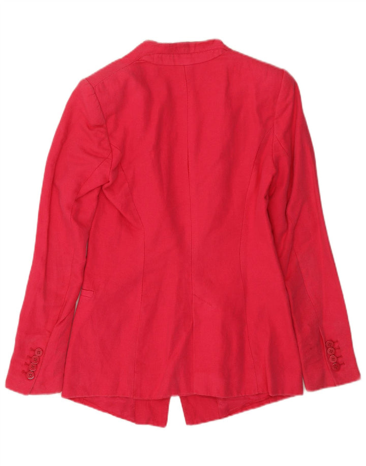 Jaqueta blazer feminina Zara com 1 botão Reino Unido 6 XS algodão rosa