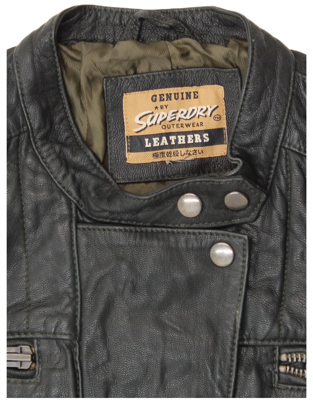 Jaqueta de couro feminina SUPERDRY UK 14 couro preto médio