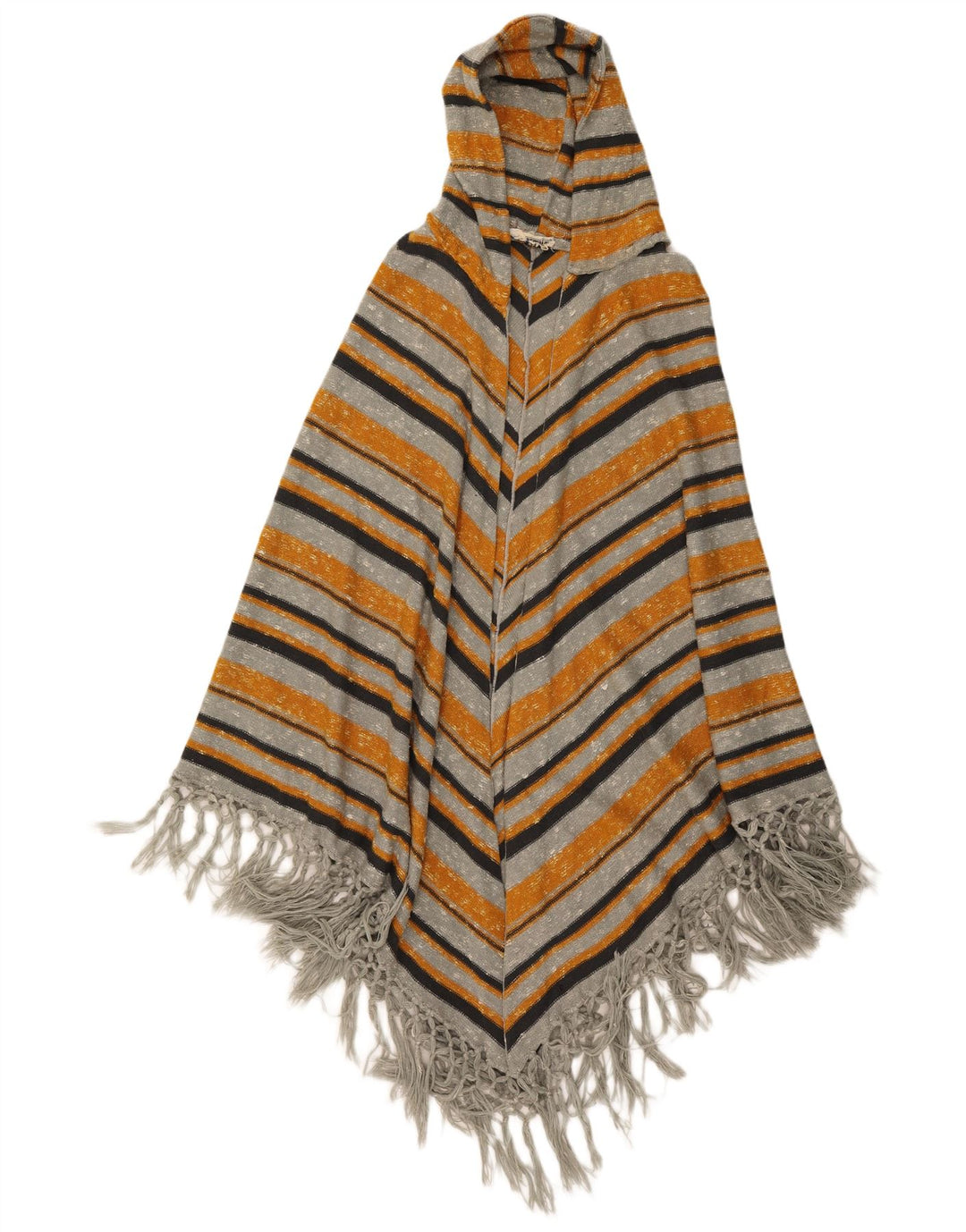 Suéter cardigã com capuz feminino vintage, tamanho único, listrado multicolorido