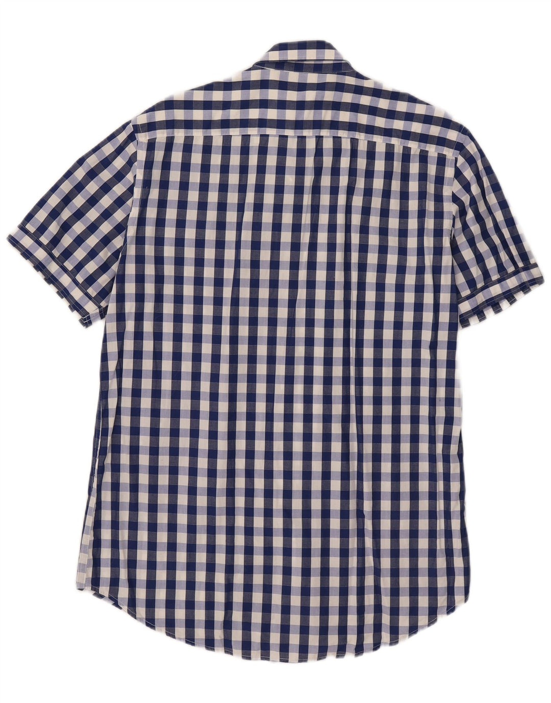 Camisa masculina Carrera de manga curta grande algodão guingão azul