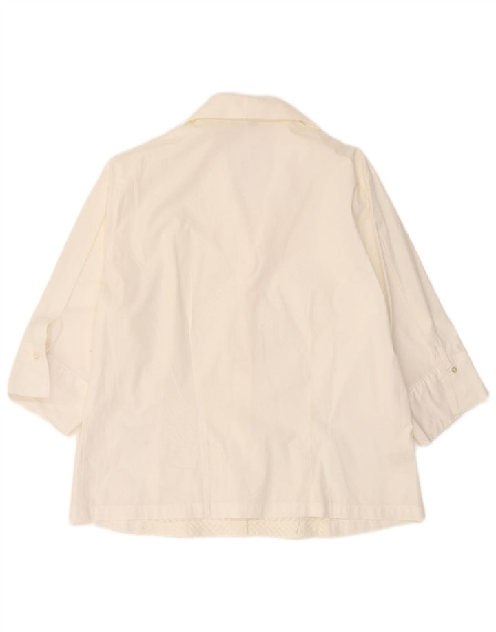 Camisa feminina Naracamicie manga 3/4 EUA 7 algodão listrado branco médio