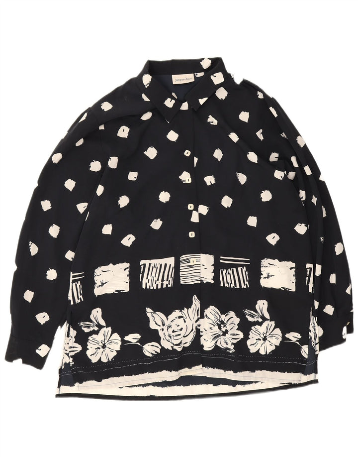 Jaques Vert blusa feminina oversized Reino Unido 16 grande azul marinho floral