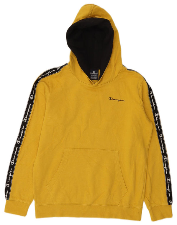 Jumper com capuz gráfico Champion Boys 13-14 anos XL amarelo colorblock