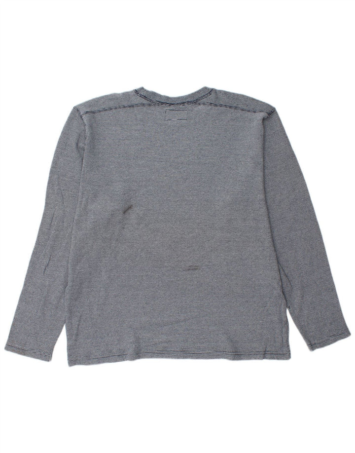 BONOBOS Top masculino de manga comprida XL algodão listrado azul