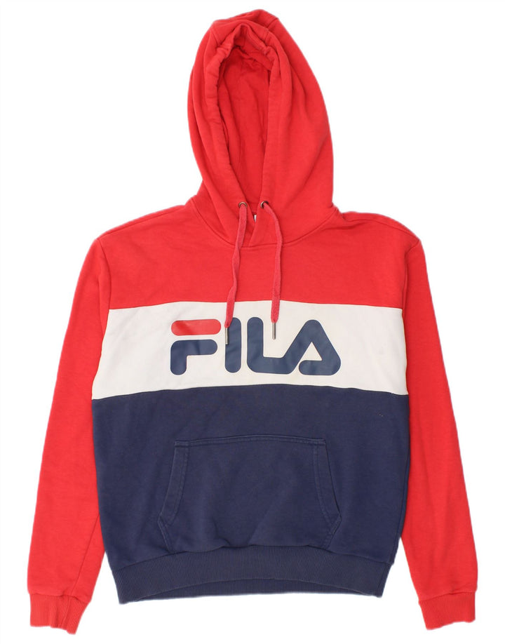 FILA feminino gráfico moletom com capuz pequeno bloco colorido multicolorido