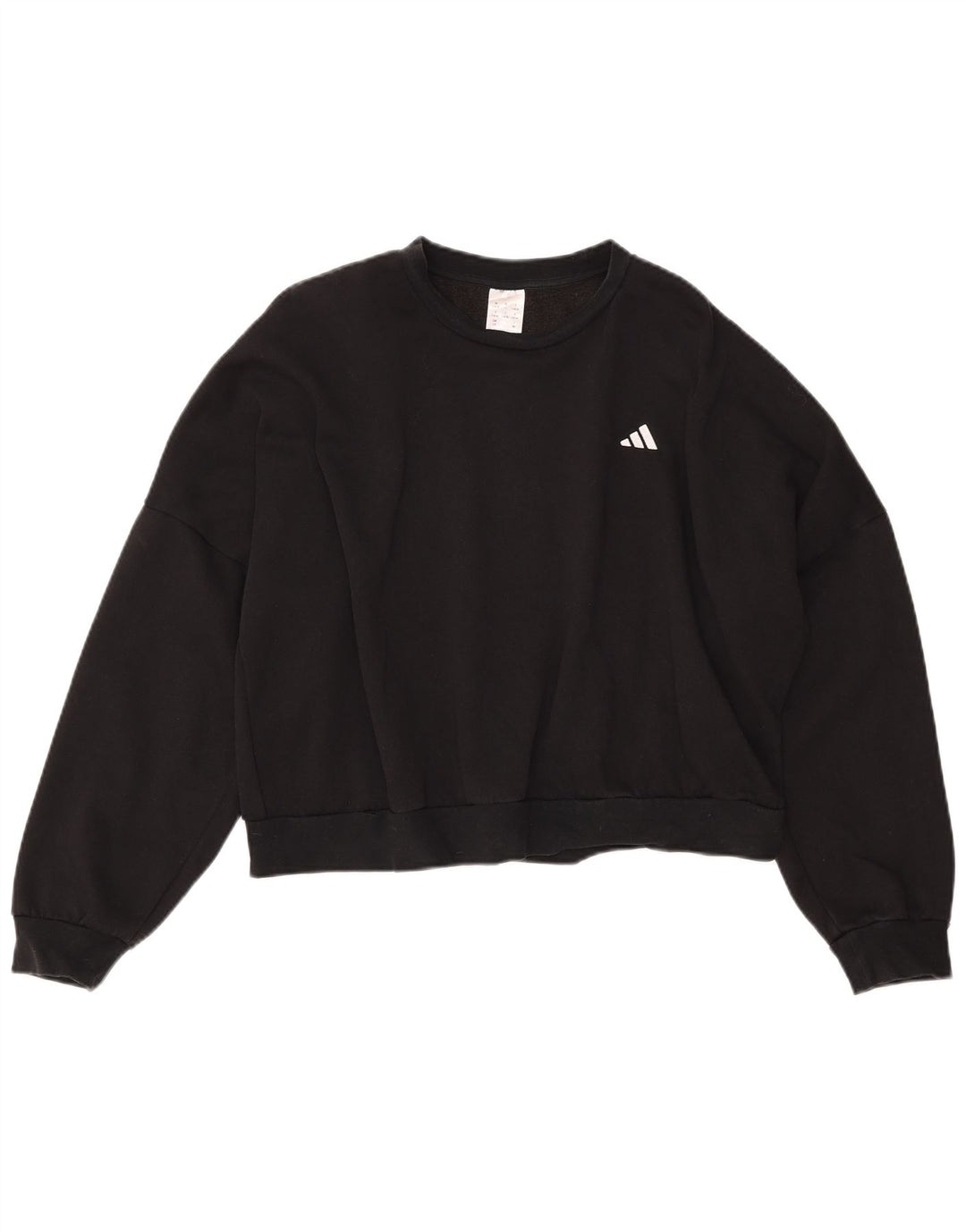 ADIDAS Womens Crop Oversized Sweatshirt Jumper Reino Unido 16/18 Grande Algodão Preto