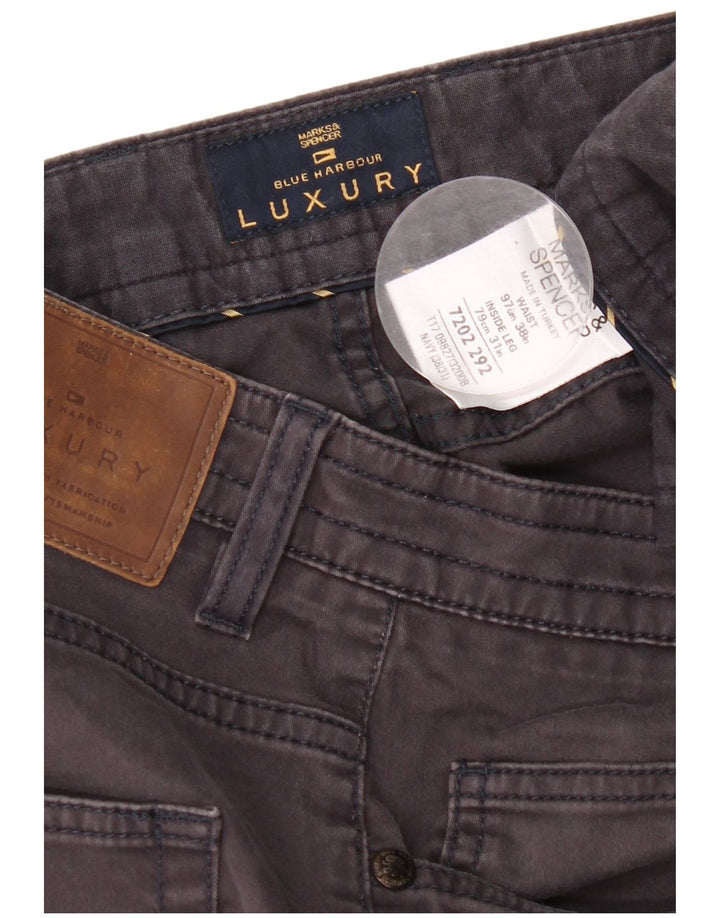 Calça casual masculina Marks & Spencer Blue Harbor W38 L31 azul marinho