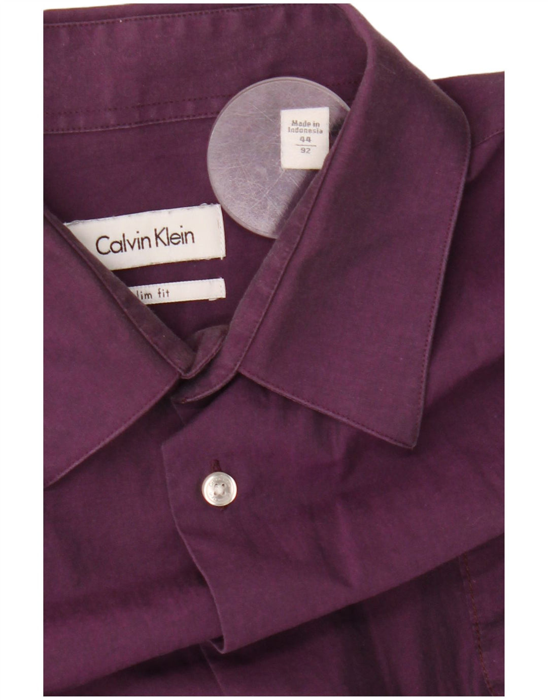Camisa masculina CALVIN KLEIN Slim Fit tamanho 44 XL algodão roxo