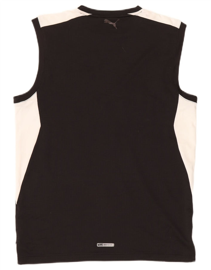 Puma masculino gráfico colete top médio preto colorblock poliéster esportivo