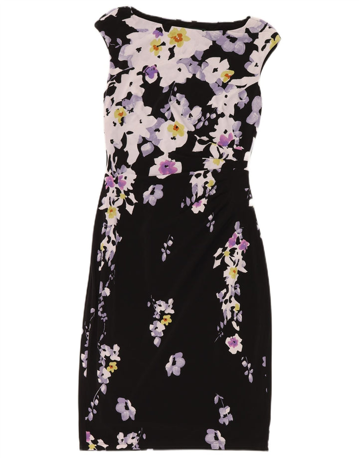 Vestido bainha feminino Ralph Lauren US 4 pequeno preto floral poliéster