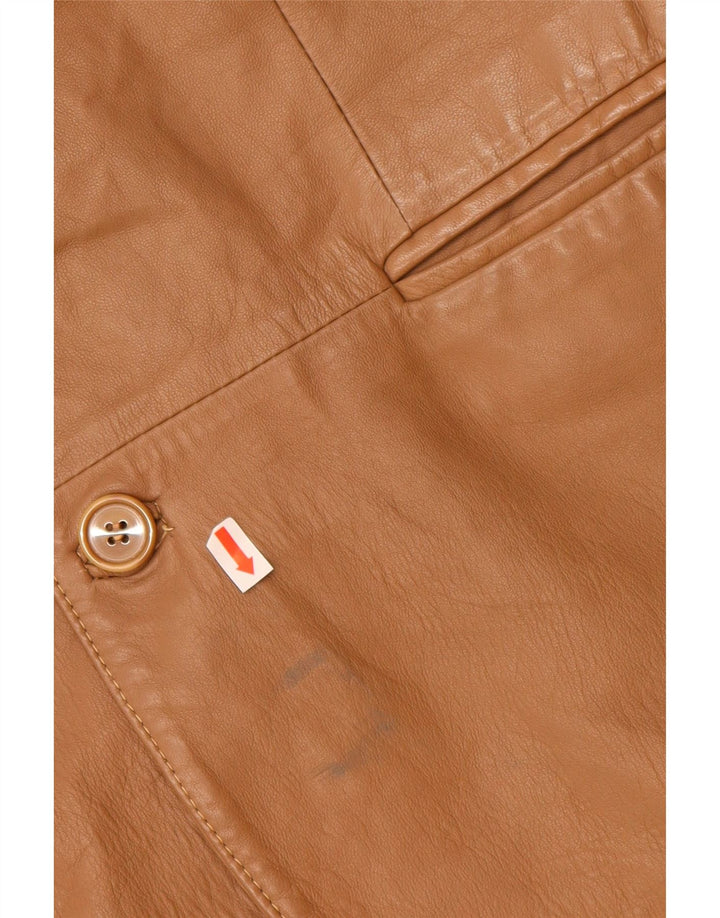 Jaqueta blazer masculina VINTAGE de couro com 2 botões IT 48 couro bege médio