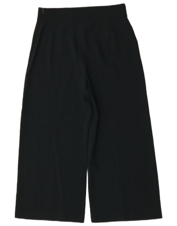 Calça feminina Zara com perna larga cortada grande W30 L26 poliéster verde
