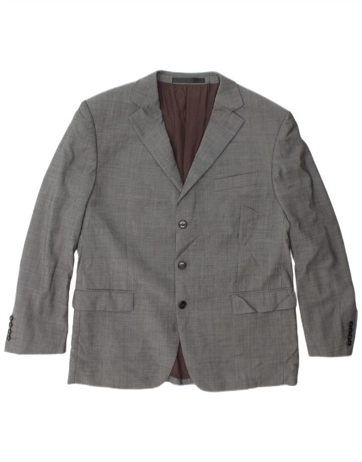 Jaqueta blazer masculina de 3 botões Marks & Spencer Reino Unido 42 grande lã cinza