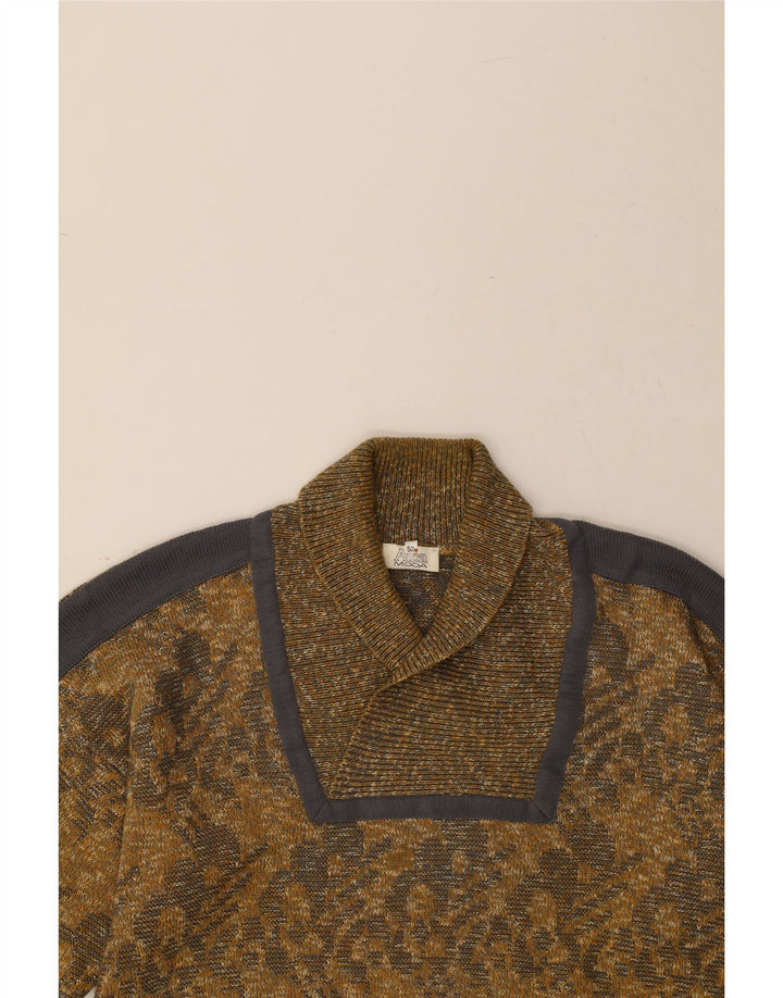 ALBA MODA Womens Shawl Neck Jumper Sweater IT 52 2XL Khaki Paisley Vintage Alba Moda and Second-Hand Alba Moda from Messina Hembry 