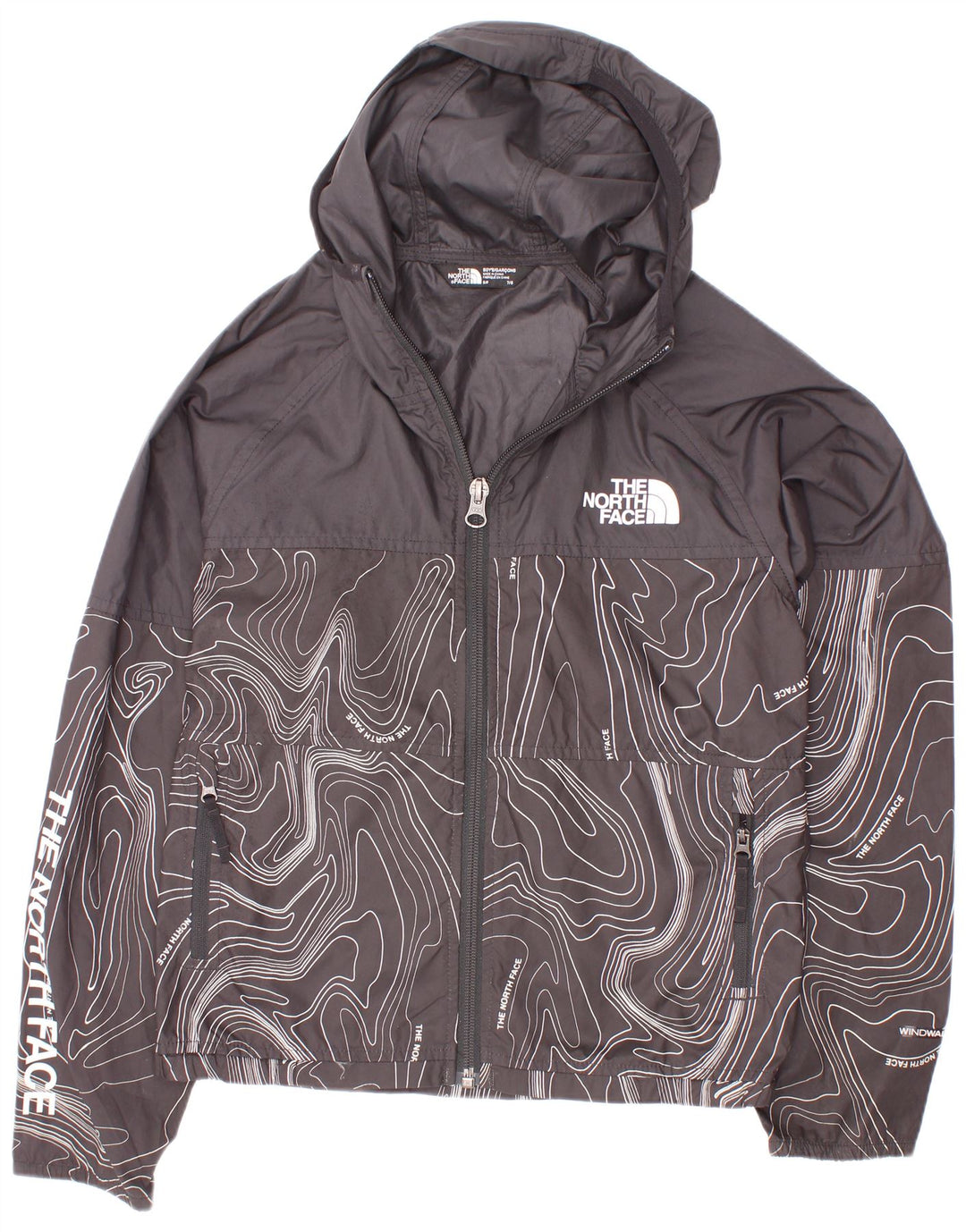 Jaqueta de chuva com capuz gráfico The North Face Boys 7-8 anos pequena preta