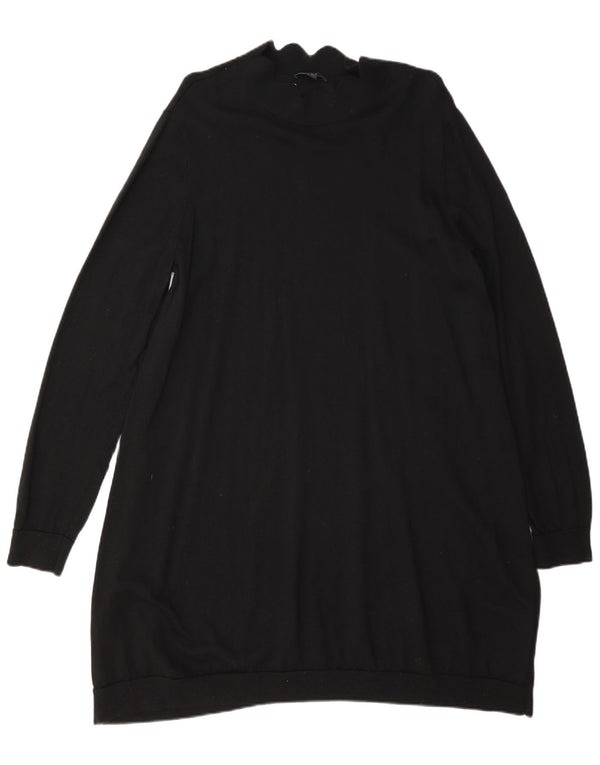 Cos vestido feminino de manga comprida UK 14 lã preta média