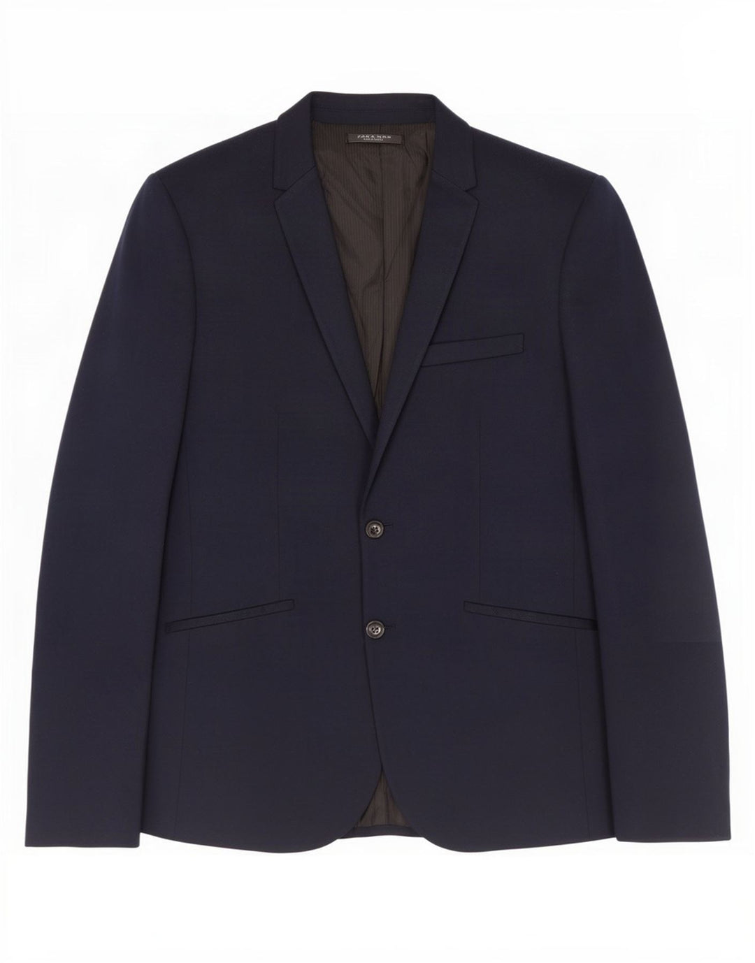 Jaqueta blazer masculina Zara com 2 botões Reino Unido 42 XL azul marinho algodão