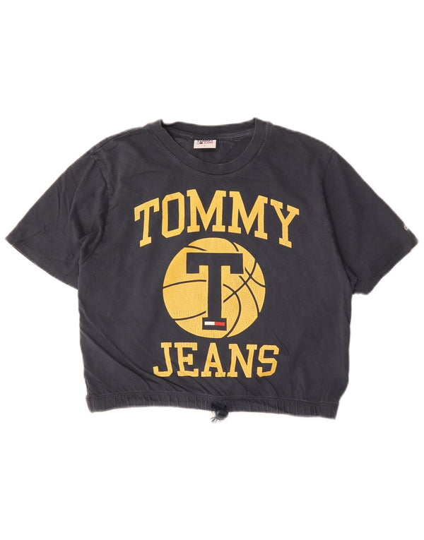 Tommy Hilfiger Camiseta Feminina Crop Graphic Top Reino Unido 10 Pequeno Algodão Azul Marinho