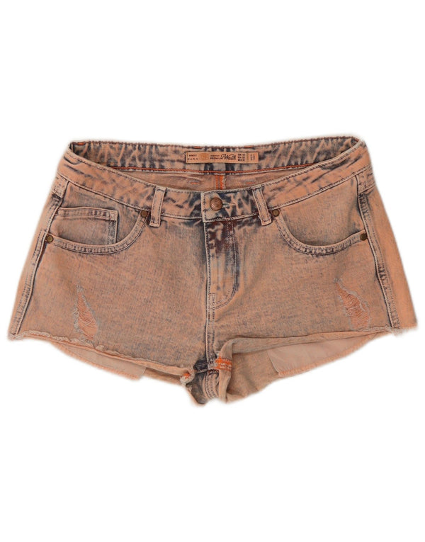 Calça feminina jeans desgastada Zara EU 40 médio W30 rosa