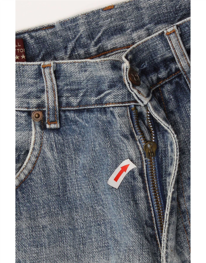 Calça jeans masculina Marlboro Classics desgastada reta W32 L34 algodão azul