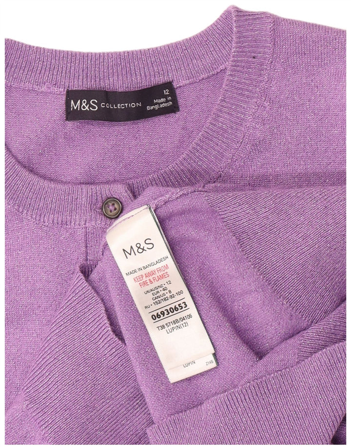 Suéter cardigã feminino Marks & Spencer UK 12 viscose roxa média