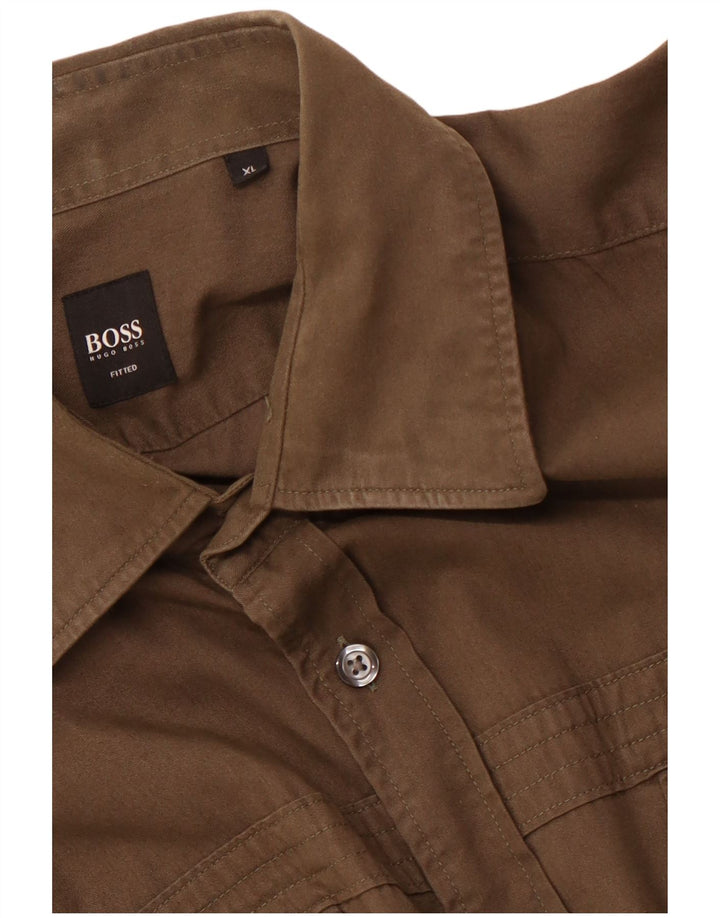 Camisa justa masculina HUGO BOSS XL marrom