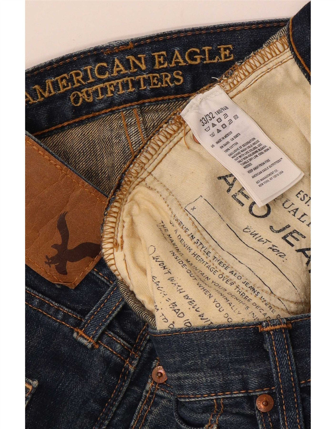 Calça jeans reta masculina American Eagle W33 L32 algodão azul