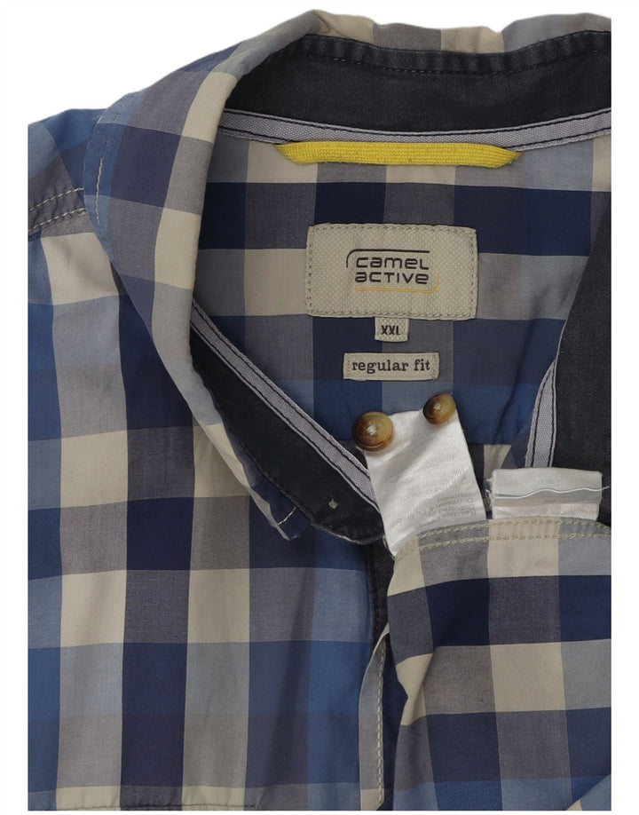 Camisa masculina de ajuste regular CAMEL ACTIVE 2XL algodão xadrez azul