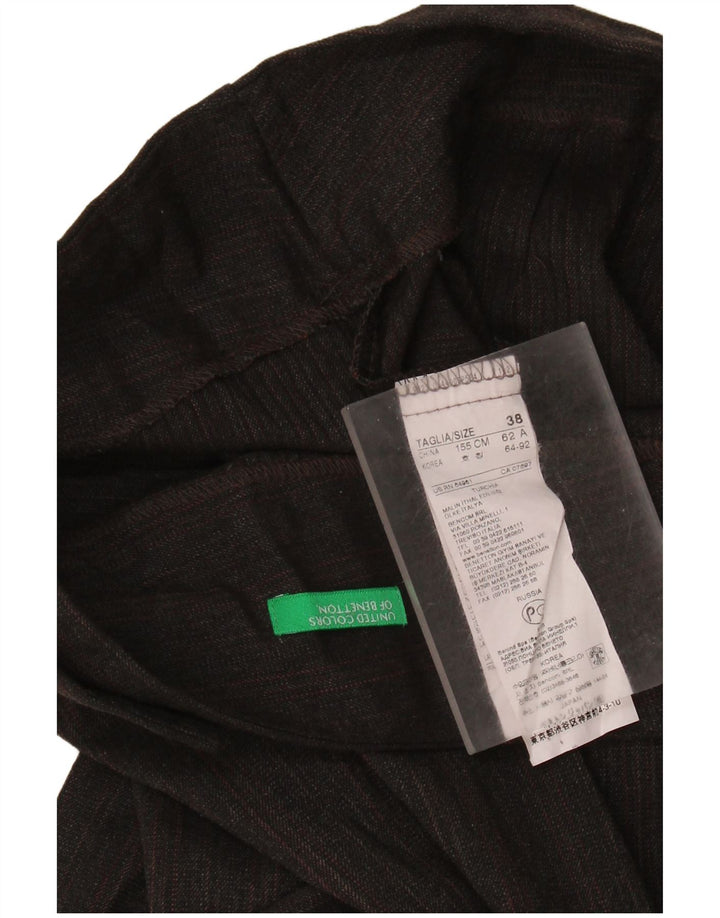 Calça feminina BENETTON Bootcut Suit IT 38 XS W26 L33 marrom listrado