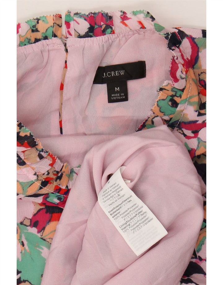 Blusa feminina J. CREW UK 14 poliéster floral rosa médio