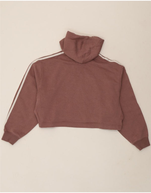 Adidas Womens Crop Oversized Hoodie Jumper UK 8 Pequeno Roxo Algodão