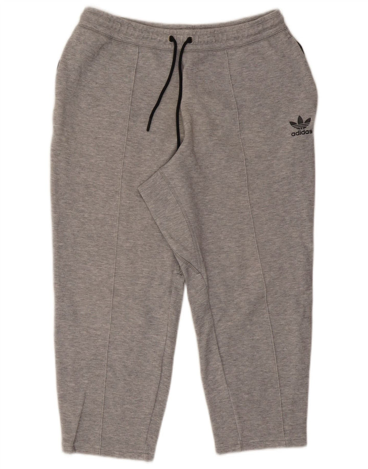 Adidas Mens Capri Calças de treino cinza médio algodão manchado
