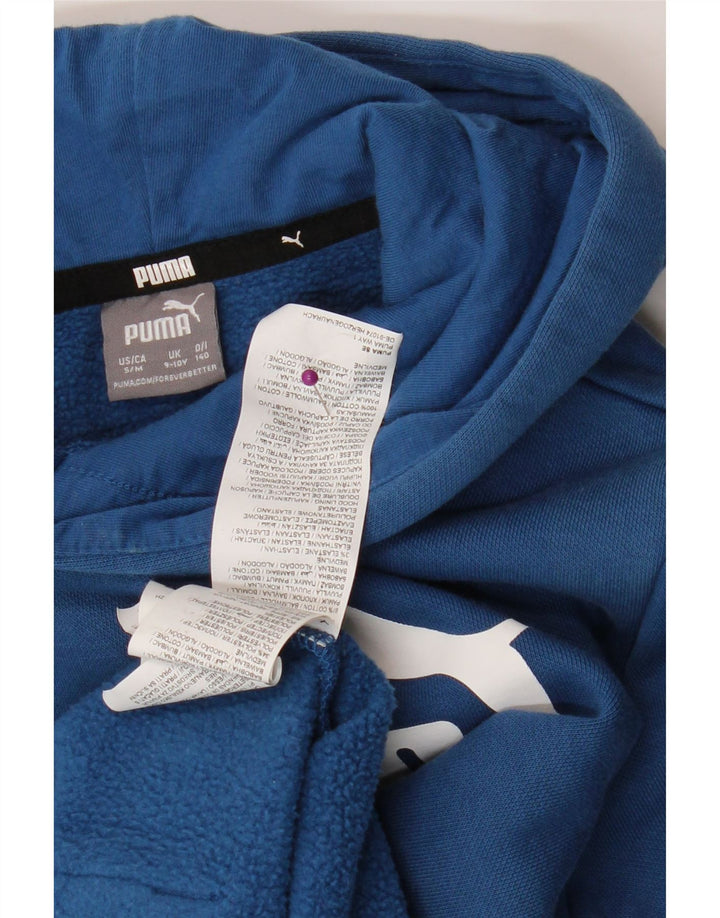 PUMA Boys Graphic Hoodie Jumper 9-10 Years Blue Cotton Vintage Puma and Second-Hand Puma from Messina Hembry 