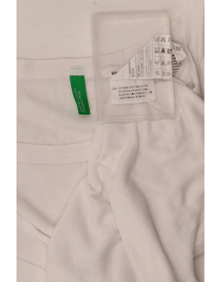 Benetton Womens Cami Top UK 10 Pequeno Algodão Branco