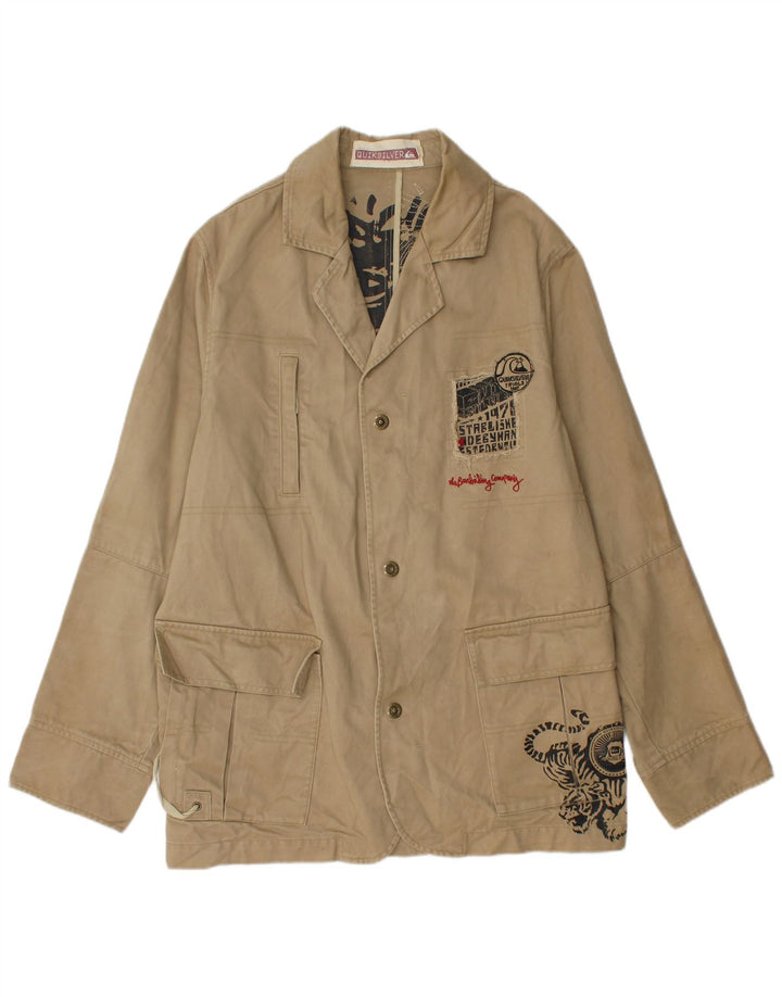 Jaqueta utilitária masculina Quiksilver UK 40 grande algodão bege