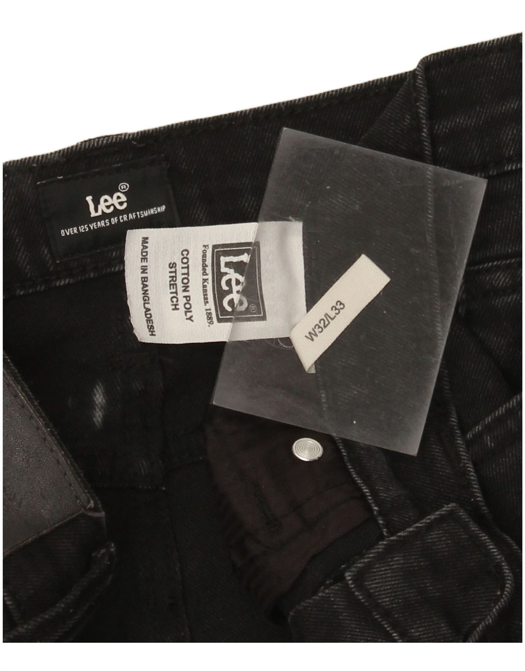 Lee Mens Jeans Slim W32 L33 Algodão Preto