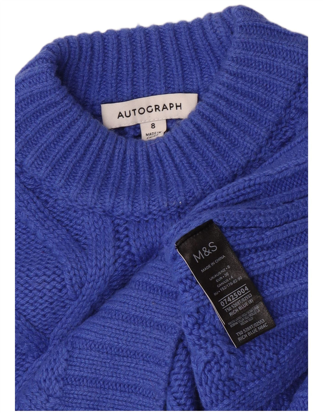 Suéter feminino Marks & Spencer Autograph com gola tartaruga Reino Unido 8 pequeno azul